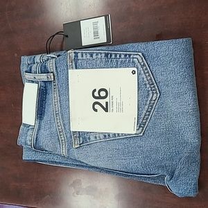 NWT Re/Done 70s COMFORT STRETCH HIGH RISE STOVE PIPE Jeans Medium Stone 26